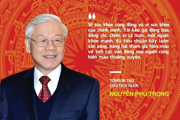 Tổng Bí thư, Chủ tịch nước Nguyễn Phú Trọng kêu gọi đồng bào, đồng chí, chiến sĩ tình nguyện tham gia hiến máu